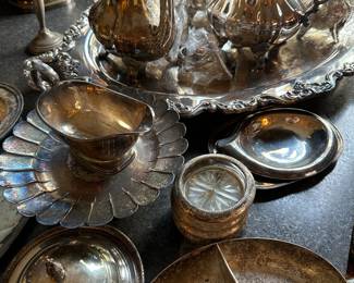 another angle of assorted silverplate items 