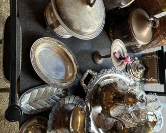 large assortment of silver pieces, these are mostly silverplated Rogers brothers or other makers as well... totally beautiful 