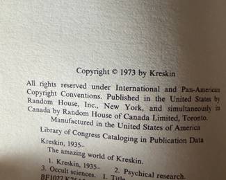 1972 Kreskin book signed first edition 
