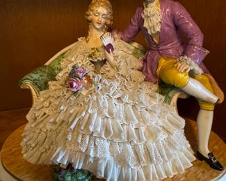 antique dresden style porcelain figurine 