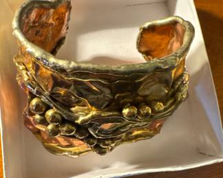 unusual artsy Art cuff bracelet... MCM era 