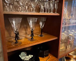 most fabulous stem ware deco era wine glasses with black unique stems 