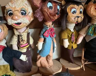 Pinocchio and crew Vintage paper mache puppet 