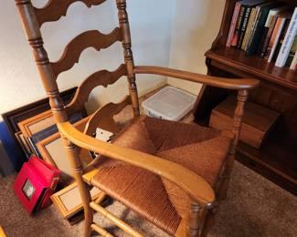6 Ladder Back Dining Chairs with Rush Seats. 