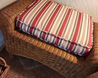 Rattan Ottoman with Cushion