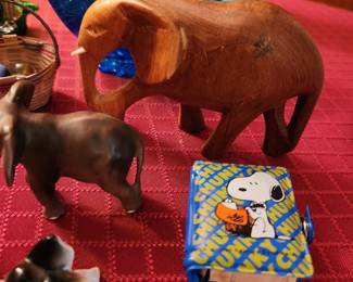 Many Miniatures....Elephants, dogs, baskets, tools, etc. 