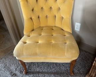 Pair of yellow velour chairs