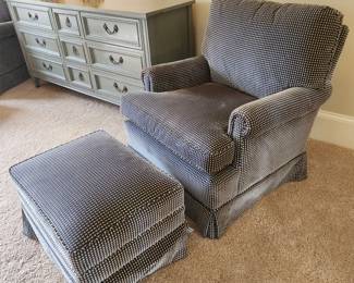 Pair of Club Chairs and Ottoman