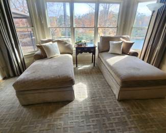 Pair of Chaise Upholstered Loungers
