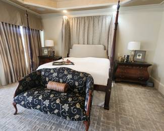 Elegant Rice Bed with upholstered headboard