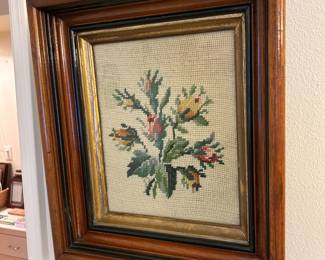 Framed Floral Needlepoint 