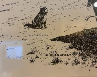 Framed & Matted Pen Drawing Print "Old Great Falls" by O.G. Beltzer