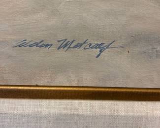 Framed Oil Painting of Buck by E. Metcalf