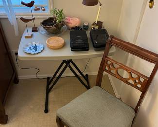 Potted Dwarf Umbrella Tree, Sony Cassette Recorder– TCM-929,  Sony Portable Cassette Player/Recorder – TCM-818, 1960's Tensor Adjustable Desk Light