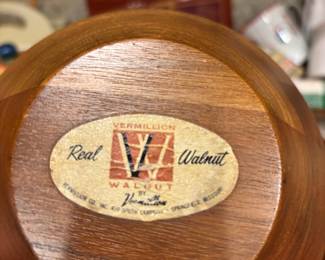 Vermillion Hand Turned Walnut Salad Bowl Set - Set of 4 Salad Bowls, 1 Mixing Bowl