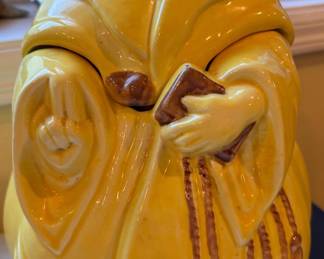 Red Wing Yellow Pottery Monk Cookie Jar 