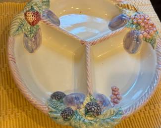 A. Santos Portugal Ceramic Hand Painted Divided Snack Plate