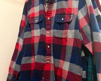 Nautica Red, Grey, Blue Plaid Button Up Shirt - Size Medium