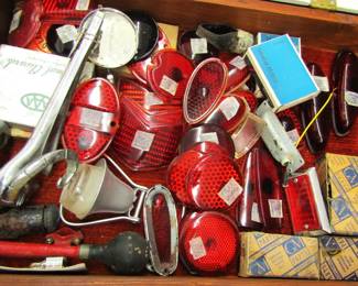 vintage hood ornaments and red glass tail lights