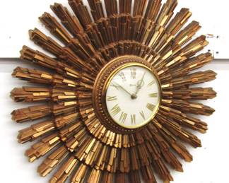  Mid Century Modern Sunburst Wall Clock