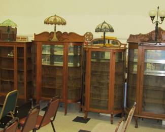 Oak Curved Glass China Cabinet