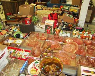 Pink depression glass