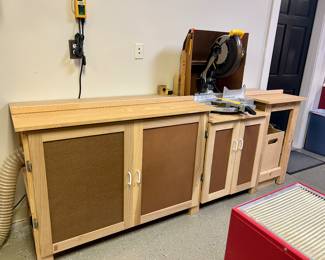 Dewalt 12" Compound Miter Saw with custom made cabinet and hose