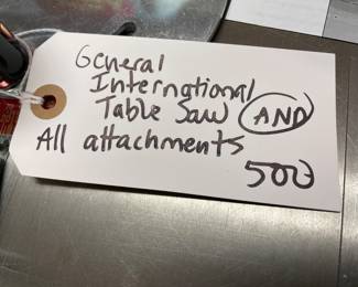 General International table saw - includes all attachments