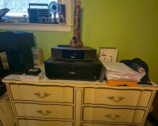 Dresser, Bose Radio, Cannon Printer, Silicon Bong, Navy Hats, Radio and more...