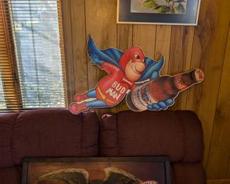 Bud Man Sign and Loveseat