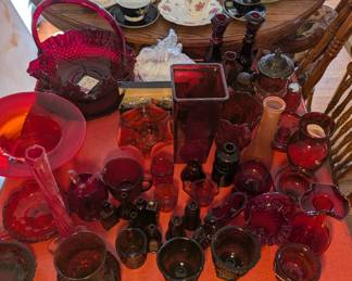 Huge collection of Cranberry Glass