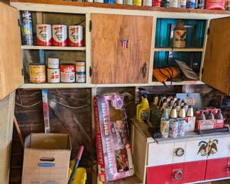 Texaco Cans, Paint and Mop Bucket