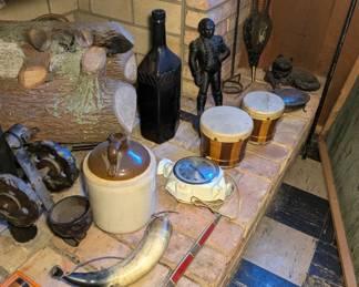 Moonshine Jug, Powder Horn, Sword, Drums, Iron Statues and more...