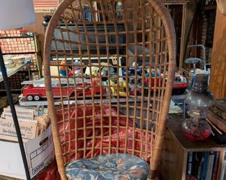 Vintage Mid-Century Rattan Hanging Egg Chair