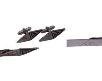 Sterling cufflinks and Tie clips