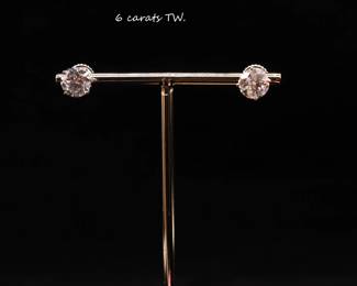 6 carat Total weight Diamond earrings!! 3 carats each ear!