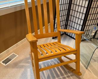 Four Panel Room Divider, Slated Back Rocking Chair
