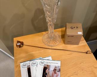 Metal Side Table, Copper Candle Snuffer, Glass Vase, Cade 26 Candle
