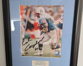Houston Oilers Earl Campbell Signed Picture- 1991 Hall of Flame