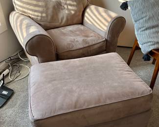 Upholstered armchair and matching ottoman 