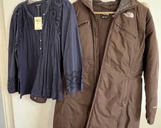 Lucky Brand blouse and North Face coat