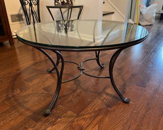 matching glass/metal round coffee table