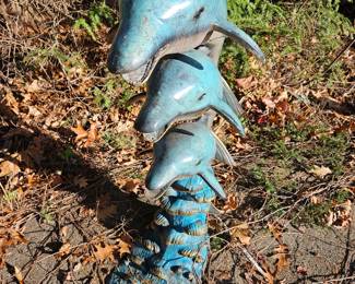 Metal Dolphin Garden Statue 