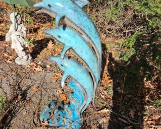Metal Dolphin Garden Statue 