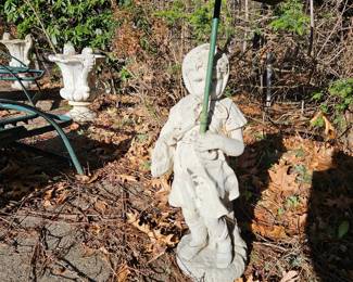 Girl with umbrella garden statue 