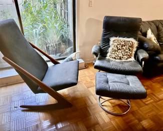 Early MCM “Boomerang” Rocker
Vintage Recliner and Ottoman 