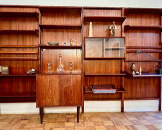 MCM Danish Wall Unit 
4 individual units can be arranged to fit your needs 
Solid Teak
Late 2950’s to early 1960’1