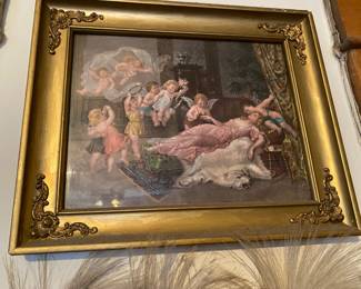 Vintage Original Oil Paintings Canvas, Gilt Ornate Frames