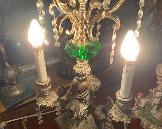 Antique French ( PAIR) Cupid Candelabra Electrified