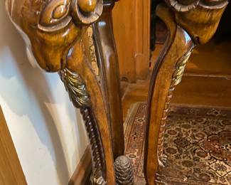 Antique Carved Ram Horns, Finial